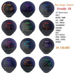 Greddi Sirius LCD Car Gauge Boost Water&Oil Temp Oil Press RPM Speed Meter Fuel Pressure Gauge 10 Colors No Controller Required