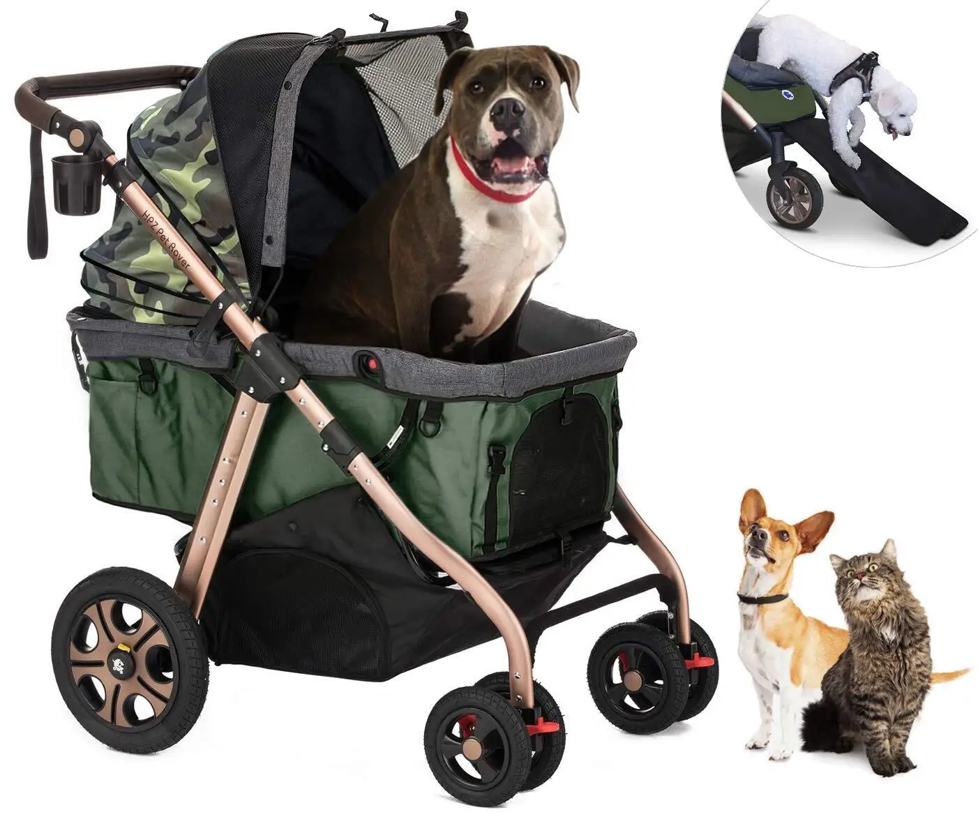 Pet Rover Titan-HD Premium Super-Sized Dog/Cat/Pet Stroller SUV Travel Carriage/w Access Ramp/100Lbs Capacity