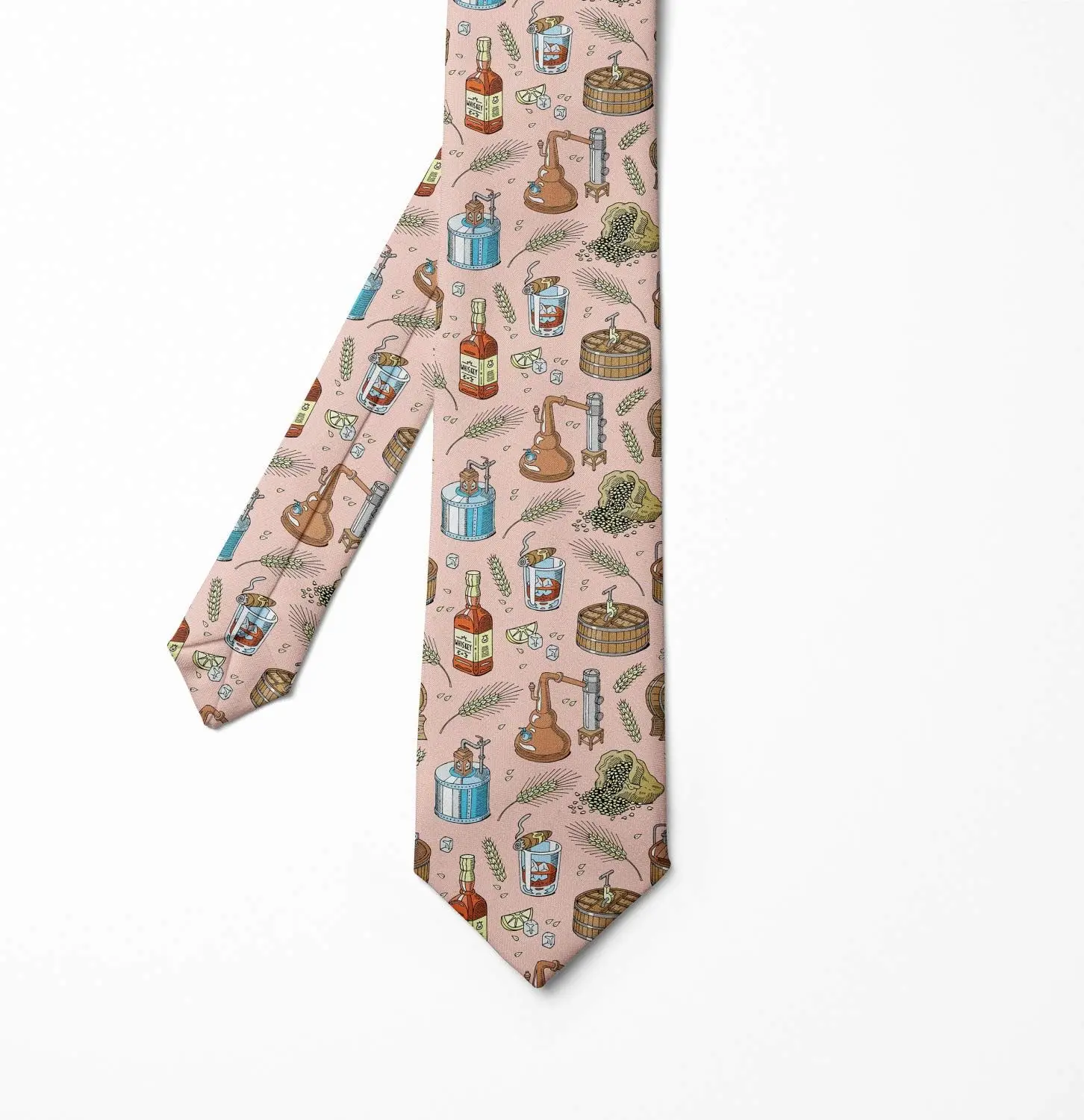 Wine Beer Wheat Print Pattern Multicolor Modern Men's Tie One Size Print