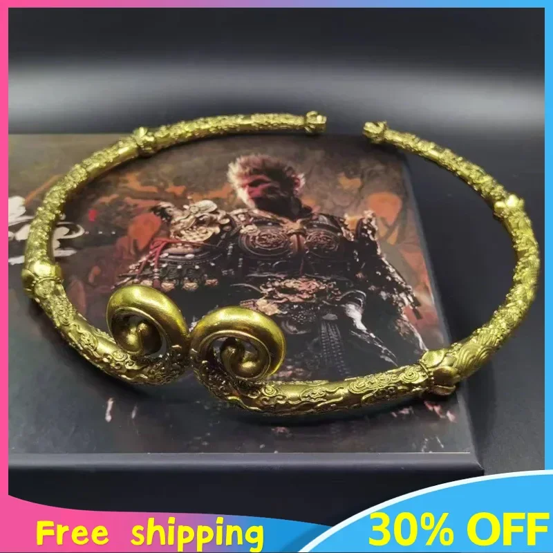 Black Myth: Wukong Game Peripherals Metal Weapon Badge Ring Tight Hoop Monkey King Bar Model  Melee Ornaments Gift Toys Game Kid