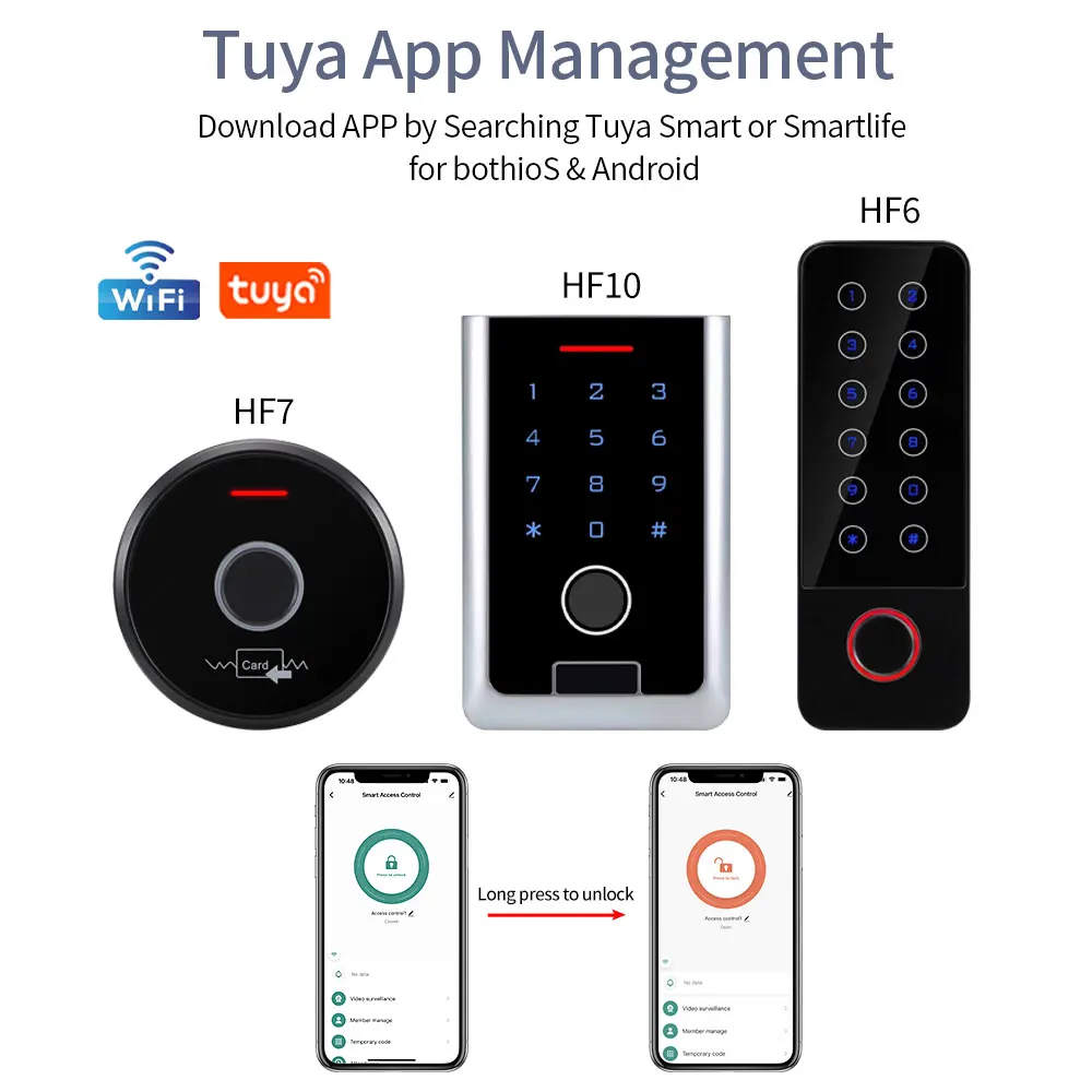 Metal Tuya Smart Home 2.4G WIFI RFID kontrola dostępu za pomocą odcisków palców klawiatura Wiegand czytnik 26-44 56 wsparcie Admin Card kontakt drzwi