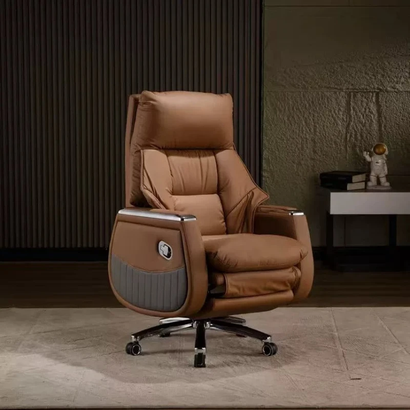 Genuine Leather Executive Office Seating Motorized Full Recline Work Furnish Ergonomic for Manager Home & Corporate Workspace