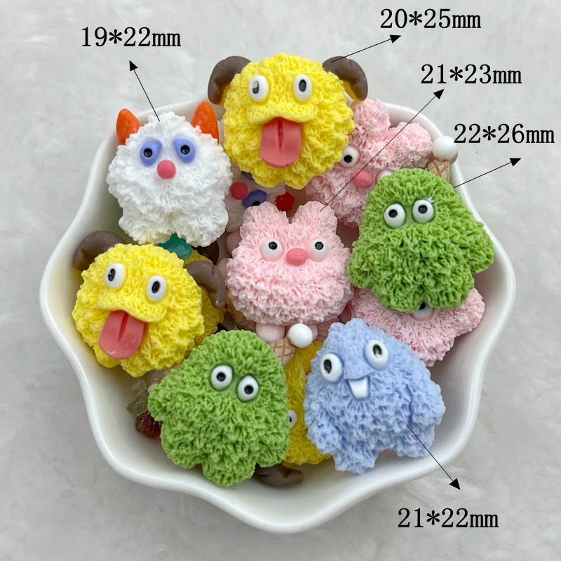 10Pcs New Cute Resin Funny Animal Series Flat Back Fit Phone Deco Parts Embellishments For Hair Bows Accessories