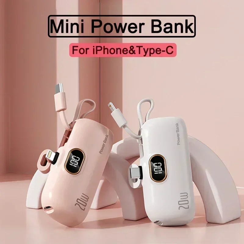 Mini banco de energía portátil de 10000mAh, batería externa Plug Play, cargador rápido tipo C para iPhone, Samsung, Huawei y Xiaomi