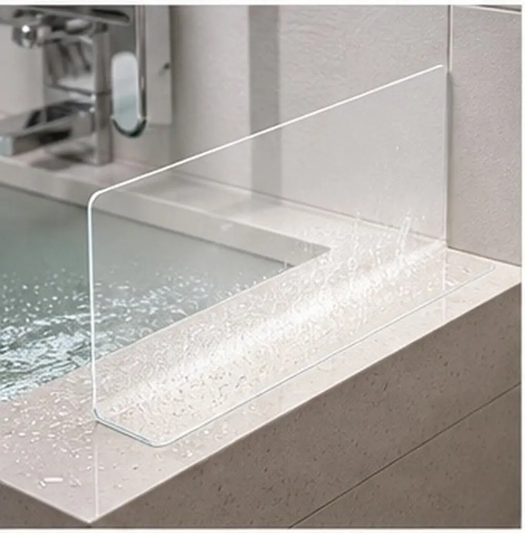 3Pcs Bathroom Splash Guard PVC Corner Water Blocker Shower Bathtub Spatter Protector Splashing Screen for Sink Floor