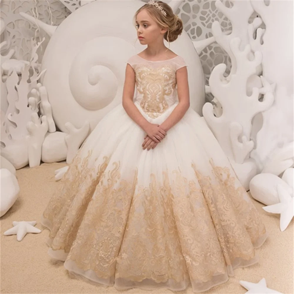 Flower Girl Dress Luxury Appliqu￩s Fluffy Special Occasion Lace Wedding Birthday First Communion Pageant Party Customize