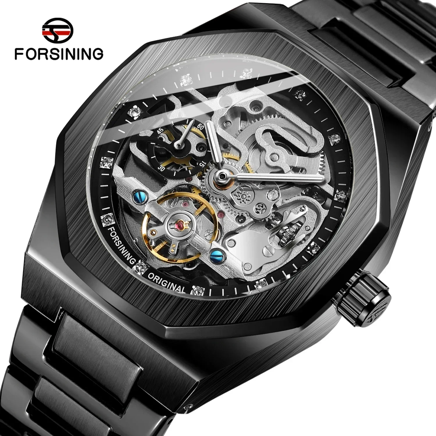 NEW Forsining Tourbillon Movement Watch Business Automatic Male Square Mechanical Watches Men Wrist Waterproof Relogio Masculi