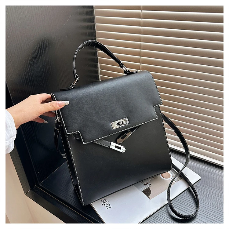 Women Shoulder Bag with Adjustable Strap PU Leather Crossbody Bag Solid Color Daypack Casual for Shopping School Commuter