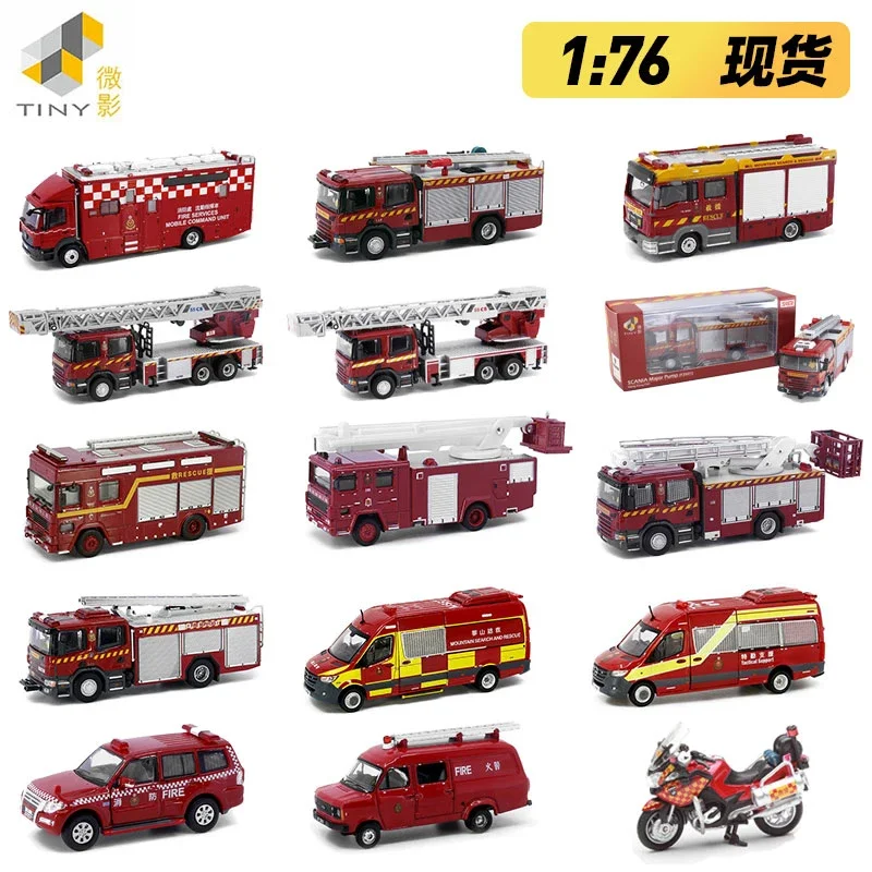 

Tiny City 1:76 Limited Diecast Model Hong Kong Fire Pump Truck Lift Platform Command Rotating Platform Steel Ladder Alloy Car