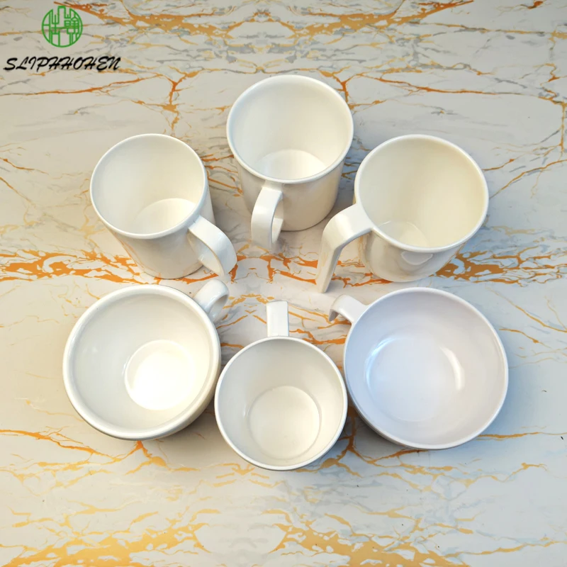 

White Round Coffer Mug Kitchenware 100% Melamine Water Cup Restaurant Tableware Imitation Porcelain Dinnerware