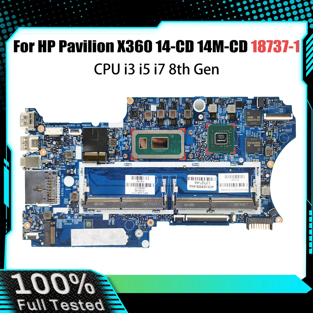 Placa principal 18737-1 para HP Pavilion X360 14-CD 14M-CD L36451-001 L36452-601 placa-mãe portátil com i3 i5 i7 CPU 940MX 2G