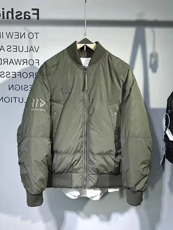 

High-End Men's ort down Cotton Jaet Thi Warm Baseball Collar Workwear Sle Winter Outerwear Casual Youth Faion