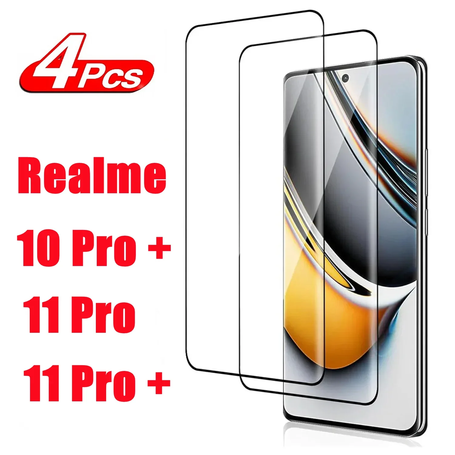 

1/4Pcs For Realme 11 Pro Plus Full coverage Protective Tempered Glass For Realme 11Pro 11Pro Plus Screen Protector