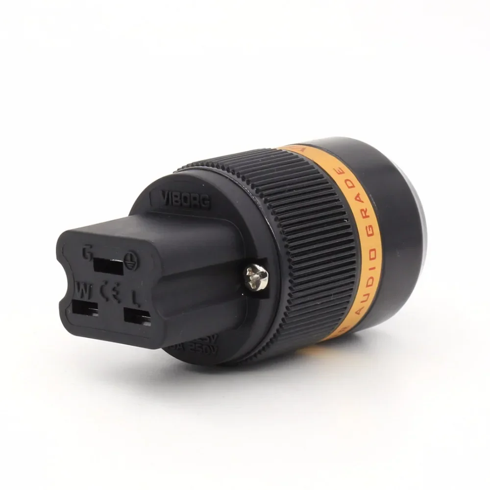 High Quality Pair Viborg VE501G+VF520G 99.999% Pure Copper 24K gold plated EU Male & 20A IEC Female power Plug Connector