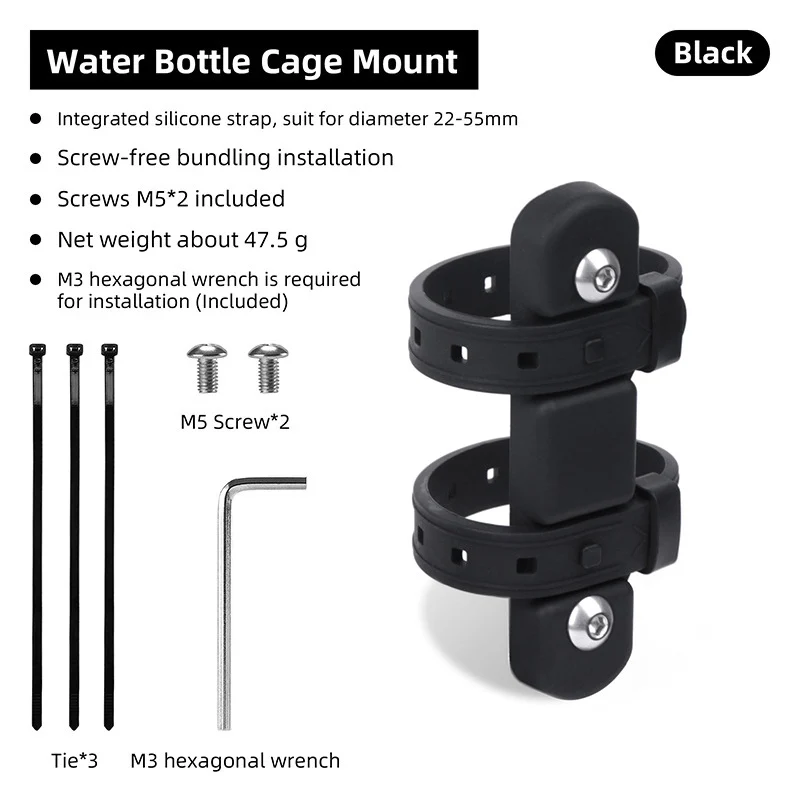 Bicycle Water Kettle Mount Adaptor Silicone Bandage Bottle Cage Holder Strap Bike Seatpost Fork Frame Install Cycling Accessory