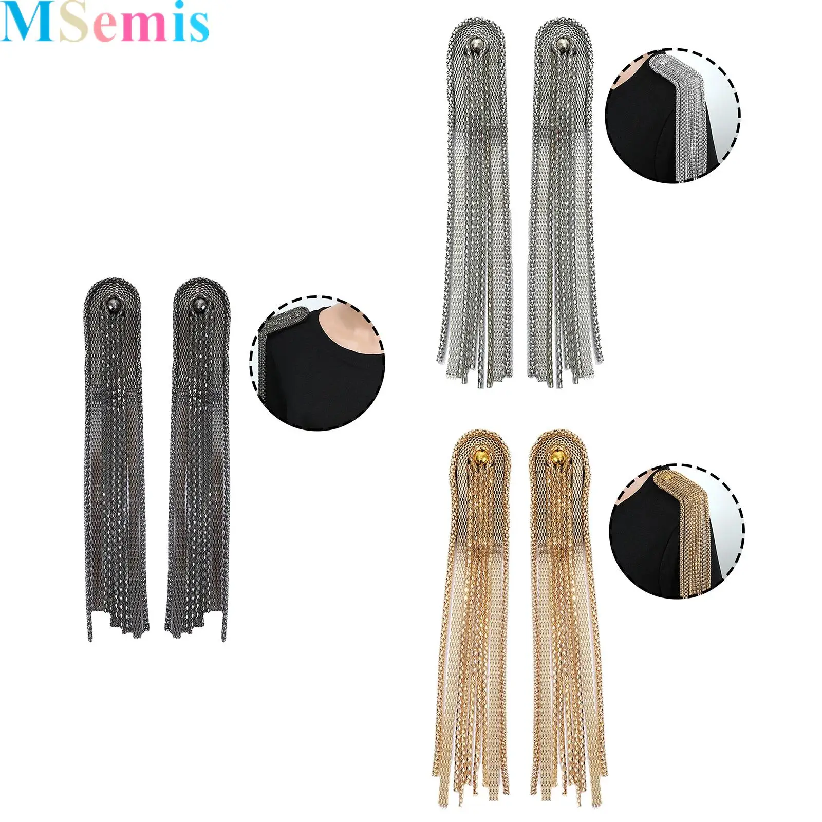 

1 Pairs Beaded Crystal Shoulder Patches Fringe Tassel Epaulets Shoulder Brooches for Men And Women Party Costumes Accessories