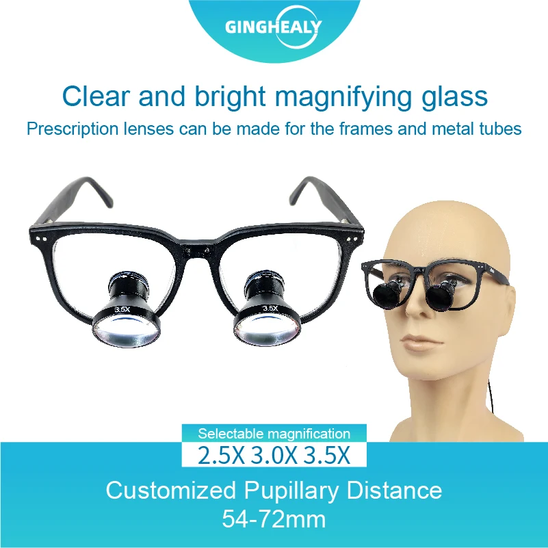 2.5X 3.5X TTL Surgery Medical Loupes Magnifier 30-70cm Long Working Pupil Distance Customization Custom Prescription Lenses
