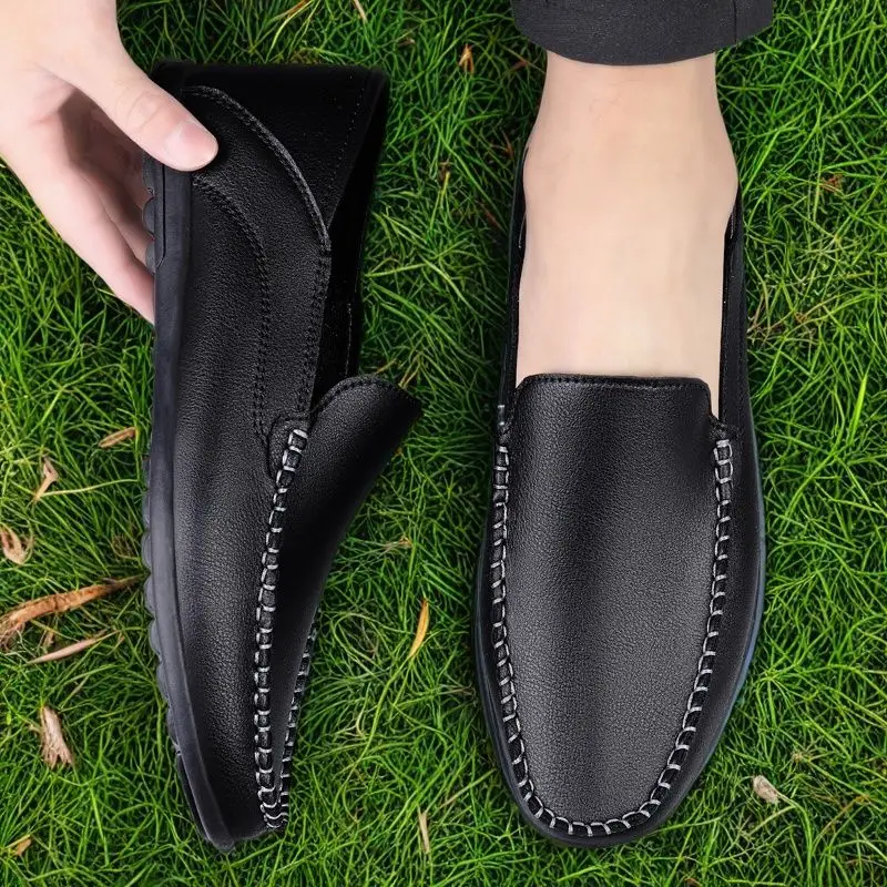Men's Daily Casual Leather Shoes Driving Shoes New Doudou Men's Shoes Outdoor Lazy One-Pedal Loafers