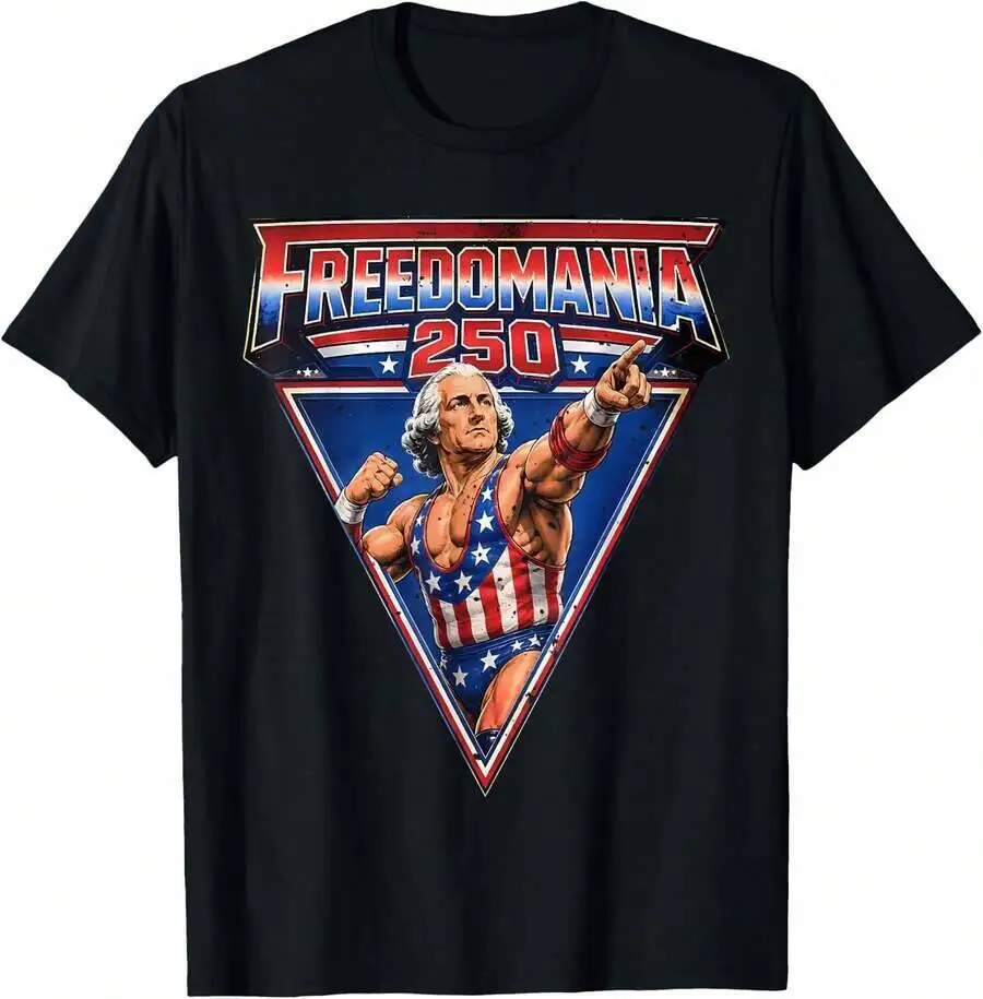 George Washington Freedomania 250 Years 4Th Of July T-Shirt 100% Cotton Trendy Y2K Short-Sleeve Tee – Soft, Quick-Drying, &