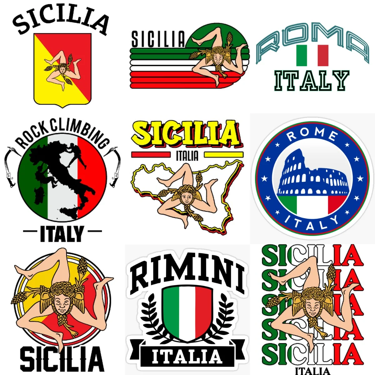 

Italy Italia Flag Map Sicilia Emblem Creative Pvc Car Stickers for Car Truck Bicycle Window Helmet Wall Decoration Accessories