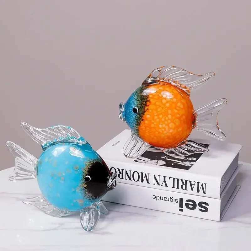 

Colored Glass Glass Fish Model Ornaments Light Luxury Lucky Crystal Animal Crafts Modern Home Decoration Accessories