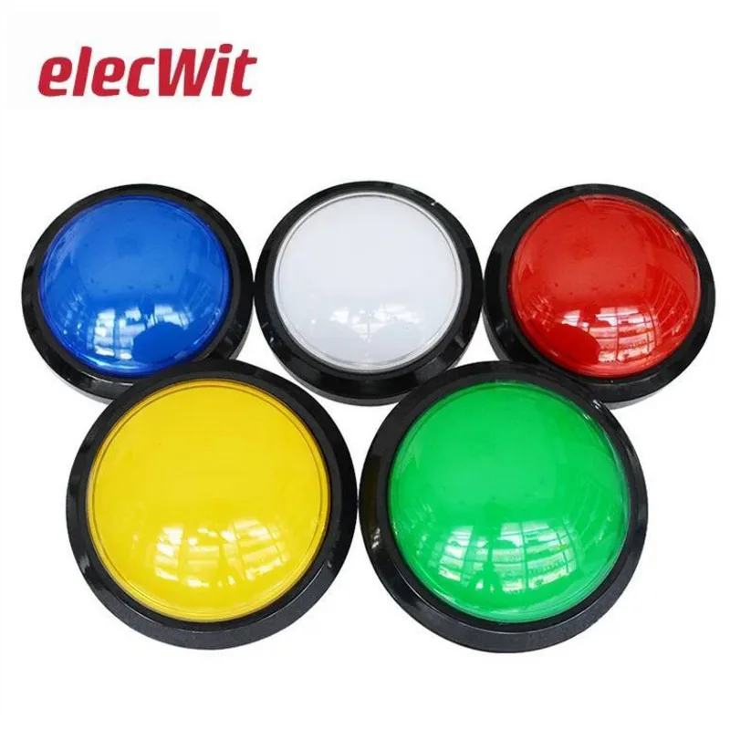 Pulsador redondo grande de 100mm LED iluminado con microinterruptor para piezas de máquinas de juego de salón recreativo DIY interruptor de luz de
