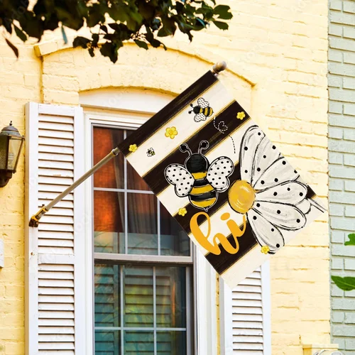 Hi Bee Daisy House Flag 28X40 Inch Double Sided Outside, Spring Summer Stripes Y 7445048981950 AAV hhz