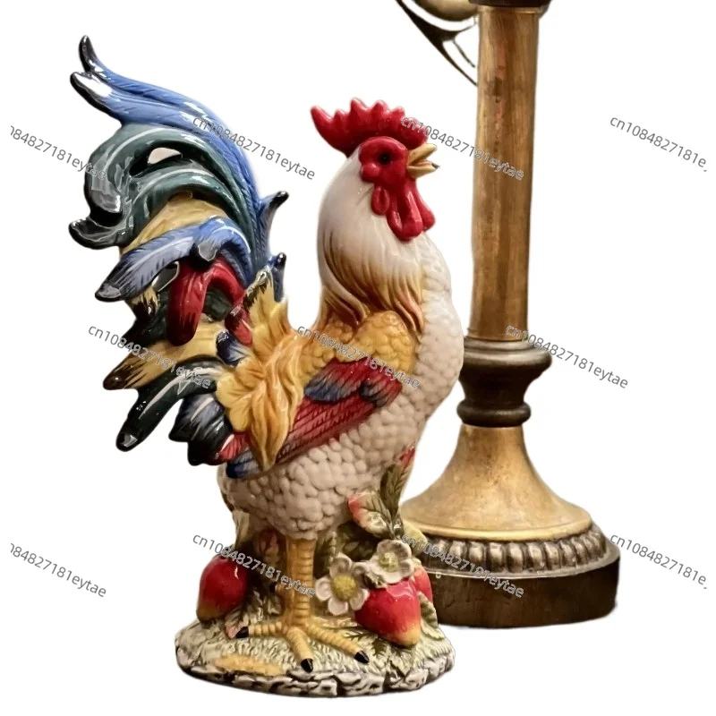 Indoor Feng Shui Simulated Animals Strawberry Rooster Craft Ornaments Living Room Ceramic Decor, Wine Cabinet, Home Accessories