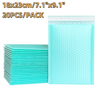 20pcs 18x23cm Green Co-ex PE Film Bubble Mailers Durable Self-Sealing Padded Envelopes for Jewelry Electronics Shipping