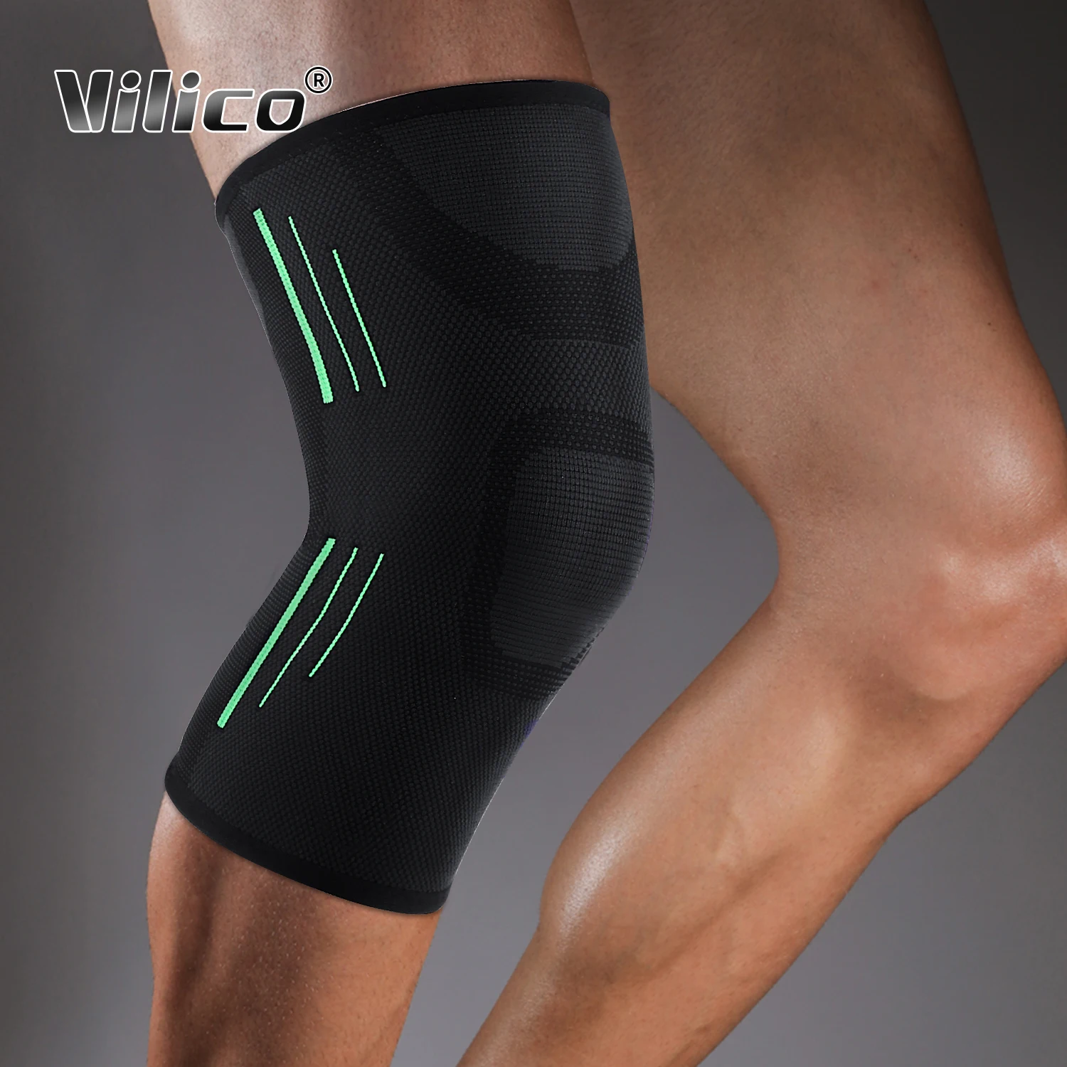 Vilico Basketball Knee Brace Sports Breathable Elastic Leg Knee Support Brace Wrap Protector Kneepads Sleeve Men Women