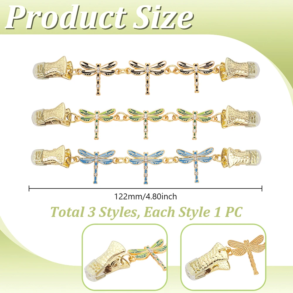 3pcs Gold Dragonfly Sweater Cardigan Clip Cloak Cape Clasp Dress Clothes Top Cinch Clips Cardigan Clip Shawl Collar Clasps