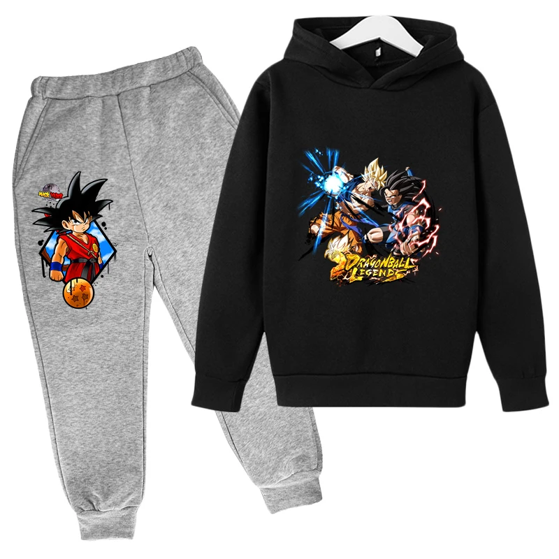 Autumn and winter popular Japanese Dragon ball super animation fashion children's suit outdoor sports and warm boys hoodie suit,