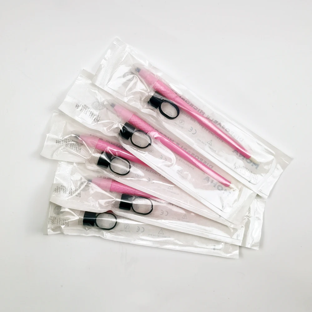 5/10/50Pcs Disposable Microblading Manual Tattoo Pen Permanent Makeup Pen With Ring Ink Cup