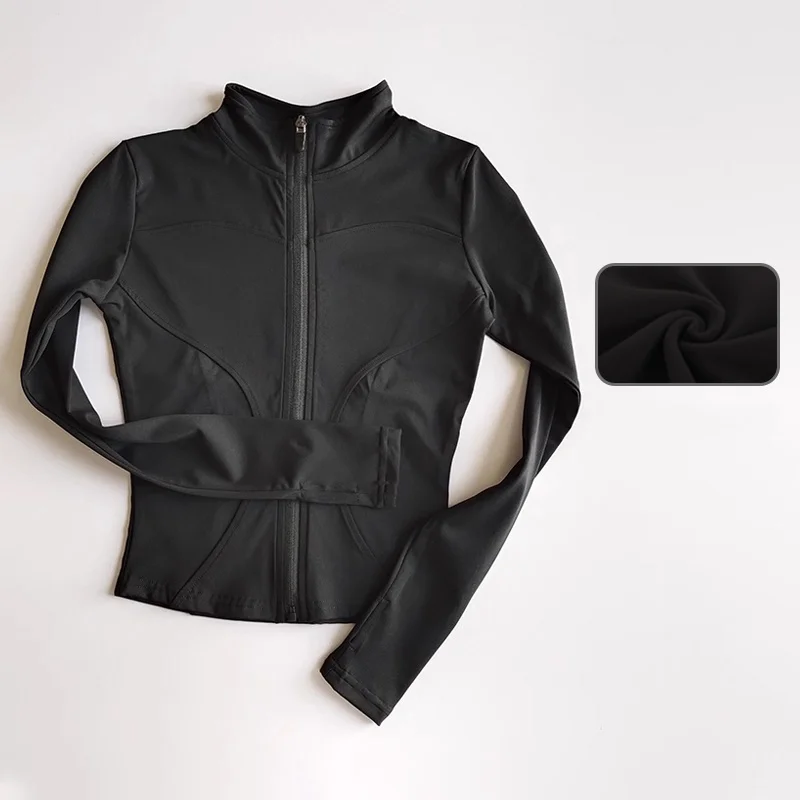 Traje de Yoga para mujer, chaqueta cálida de lana para otoño e invierno, chaqueta deportiva ajustada con cuello levantado, camiseta de entrenamiento para correr y Fitness 2024