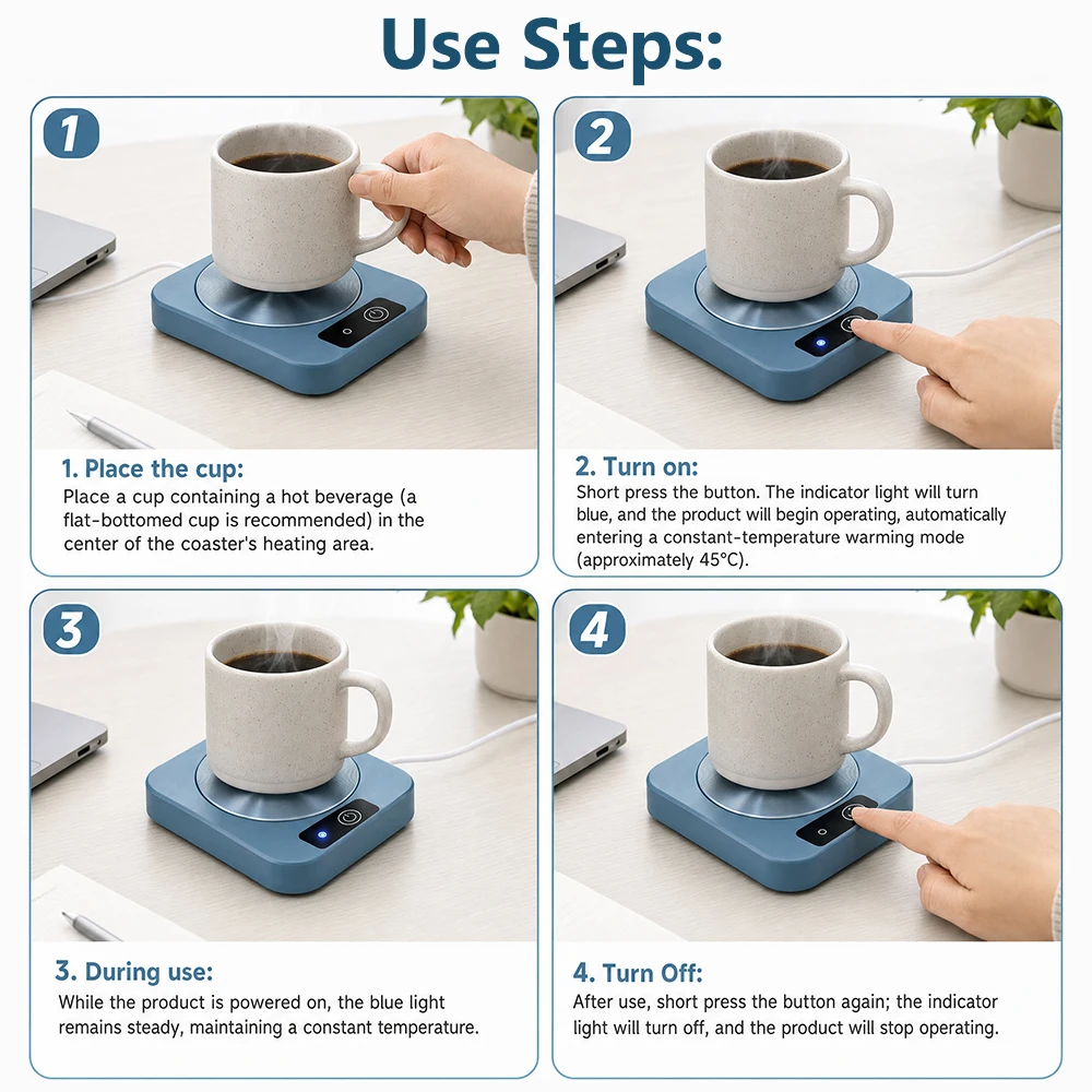 Mug Warmer USB Coffee Mug Warmer 45°C Smart Cup Warmer Coaster Constant Temperature Beverage Warmer for Tea Milk Office image 6