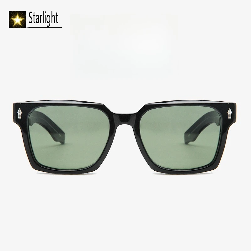 uv400-厚いスクエアグリーン偏光アセテートサングラス男性運転クラシックメガネ男性レトロ眼鏡女性屋外釣り-143-ミリメートル