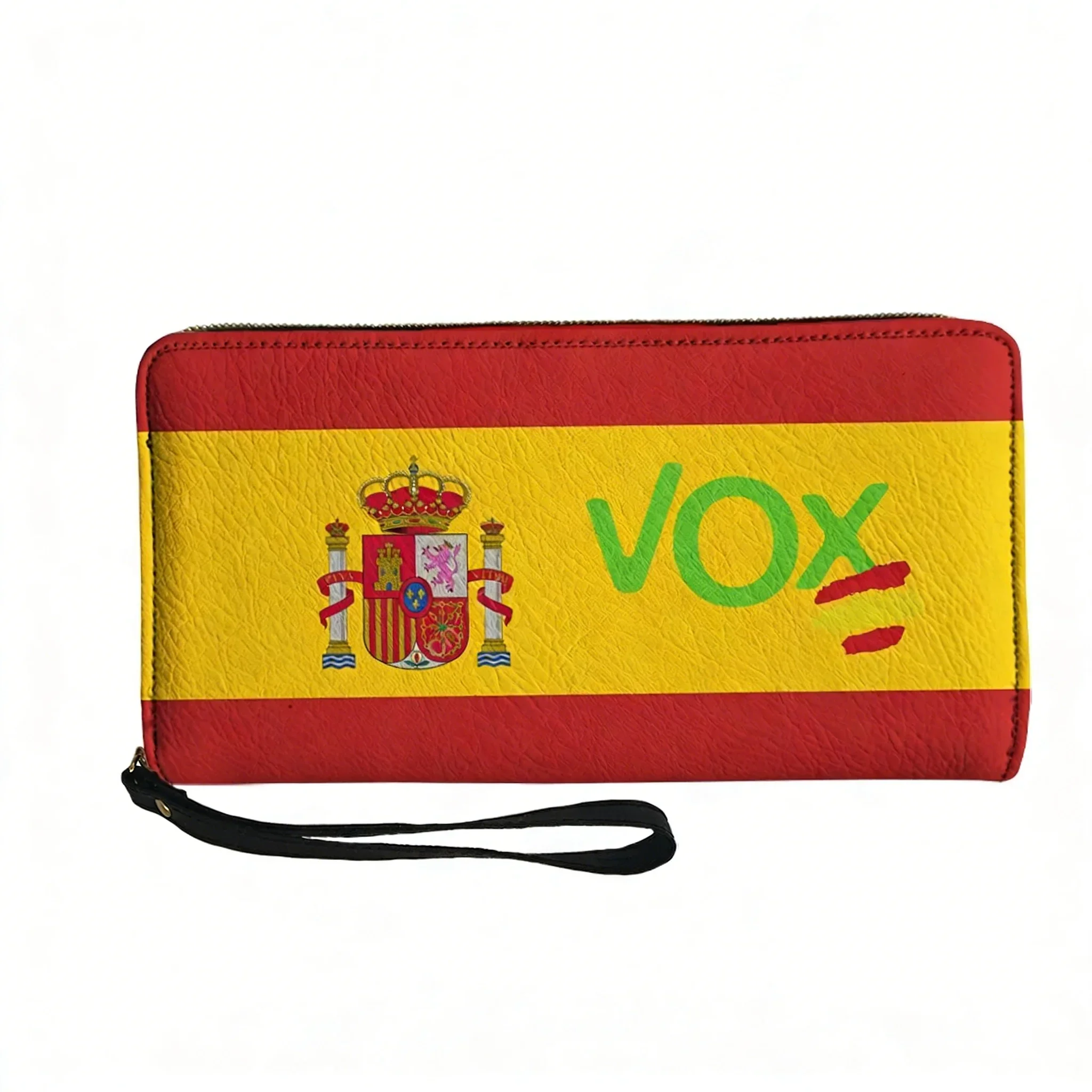 

Spanish National Emblem Vox Custom Wallet Purse Mens Womens Teenagers Zipper Long Wallets Double Print Portable Wallet Gift Bag