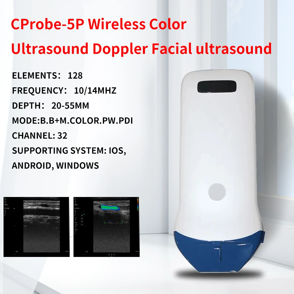 192 Elements Wireless Color Ultrasound Doppler Facial Ultrasound High Frequency Linear Probe Support IOS Android Windows.