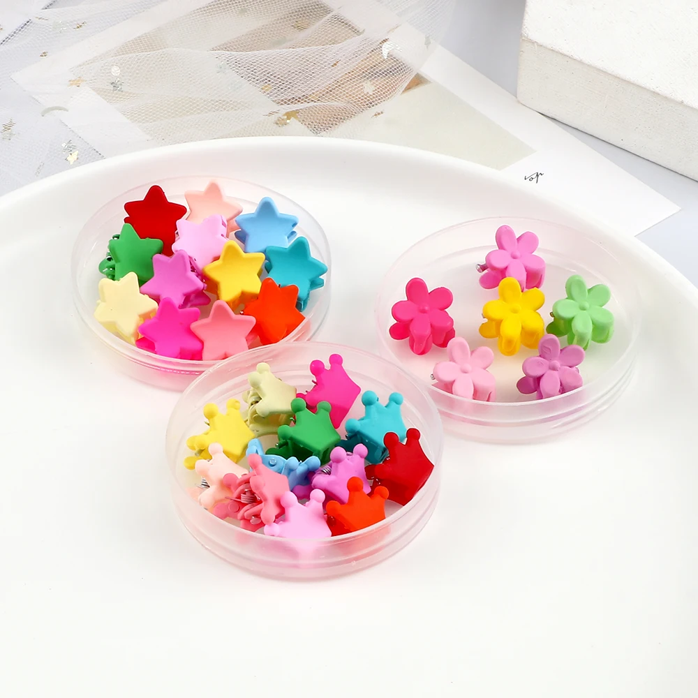 20pcs/bag Colorful Mini Hair Claws for Kids Girls Flower Crown Star Shaped Hairpins Lovely Hair Clips Decorate Accessories Gifts