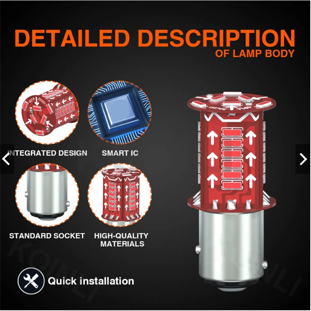 2PCS 12V Strobe Flashing Motorcycle Rear Lights 1157 30SMD 3014 LED Motorcycle Brake Light Tail Light Motorbike Stop Turn Signal