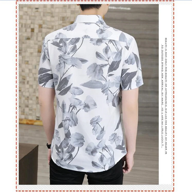 Peony Pattern 3D Printing Vintage Casual Short Sleeved Shirt Men Summer New Quality Soft Breathable Comfortable Camisa Masculina