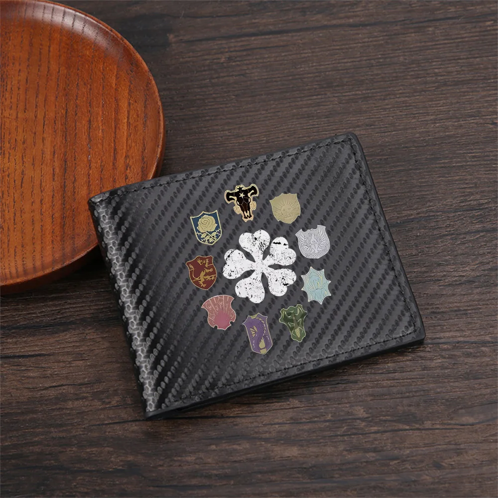 Shield emblems with animals,flower. Clover in center. Men's Wallets Simple Business Modern Stylish Printing Design Gifts For Fat