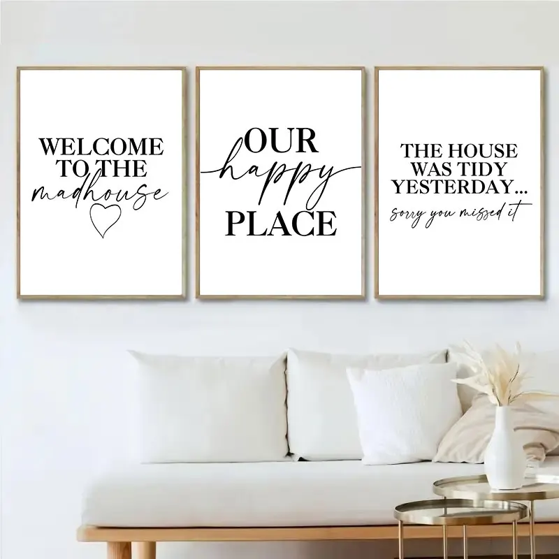 ​​Simple Black White Family Style Quotes Canvas Art Poster Prints Modern Interesting Wall Decor for Living Room Bedroom