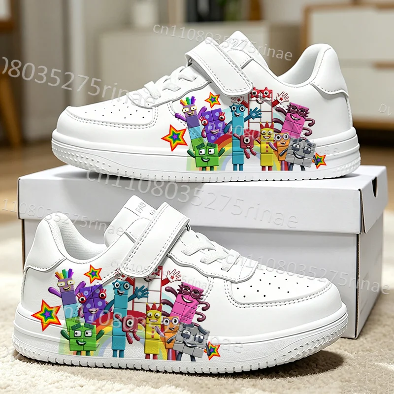 N-NumberS B-Blocks Kids White Casual Sneakers Colorful Cartoon Print 7-18 Year Old Boys Girls Four Seasons Universal Sneaker