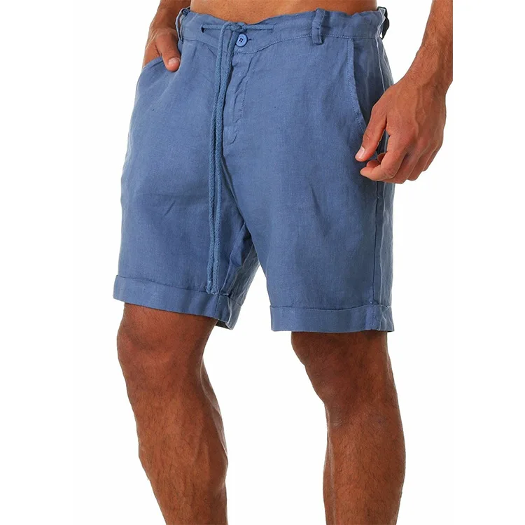 Solid Color White Fit Shorts Men Style Linen Running Sport Shorts Men Casual Summer Elastic Waist Solid Shorts Tether Clothing