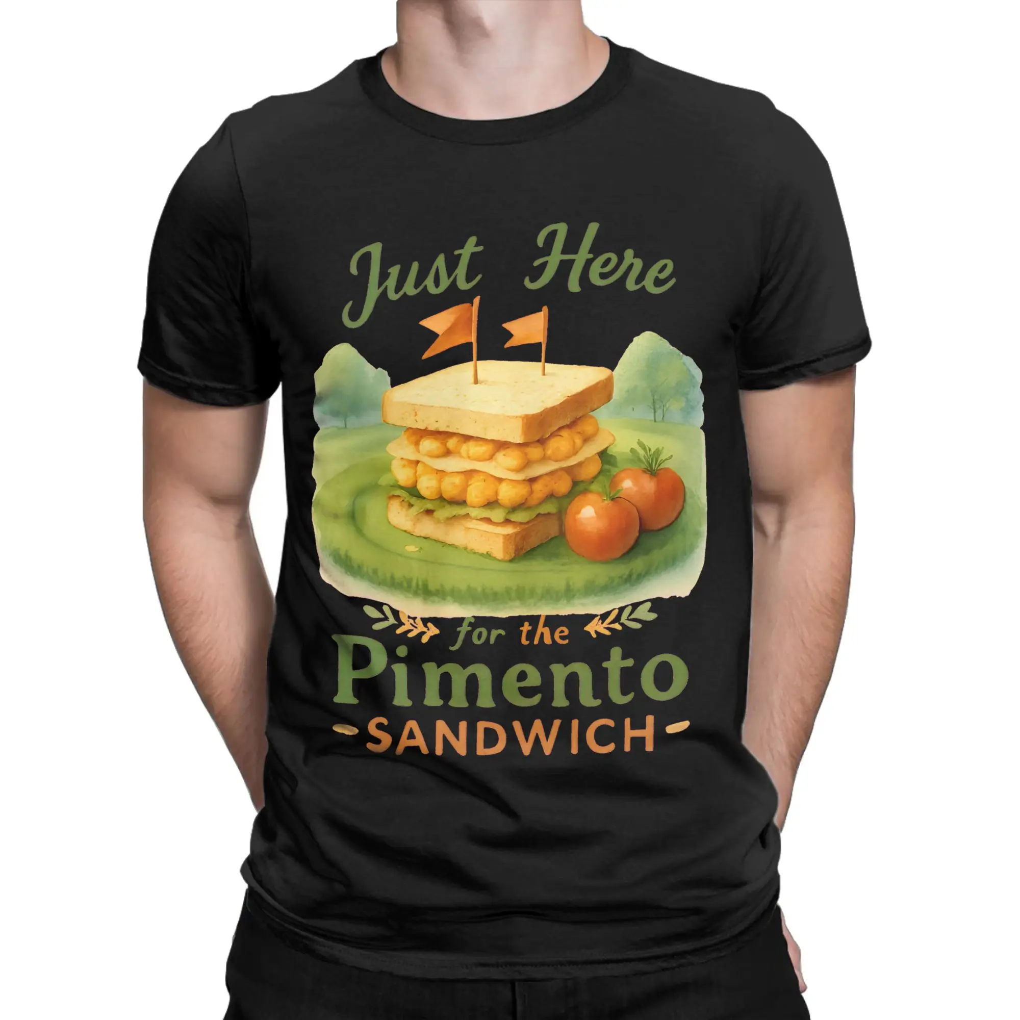 Men Just Here For The Pimento Cheese Sandwich Golf Humor Season T Shirts  100% Cotton Tees Summer T-Shirt O Neck Tee Shirt
