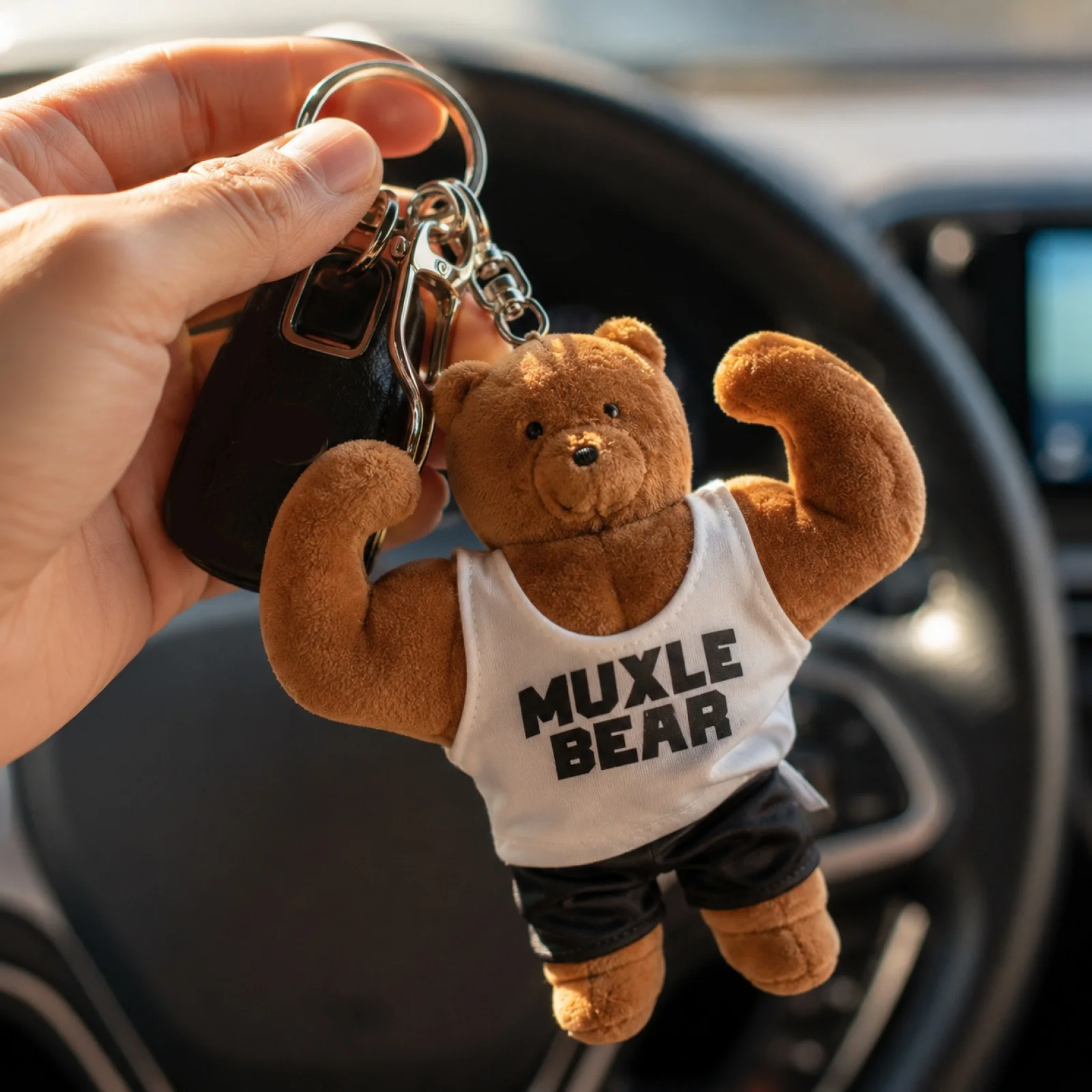 Cute Muscle Bear Keychain Funny Abs Bear Bag Pendant for Backpack Purse Car Keys Gym Couple Friend Fitness Birthday Gift