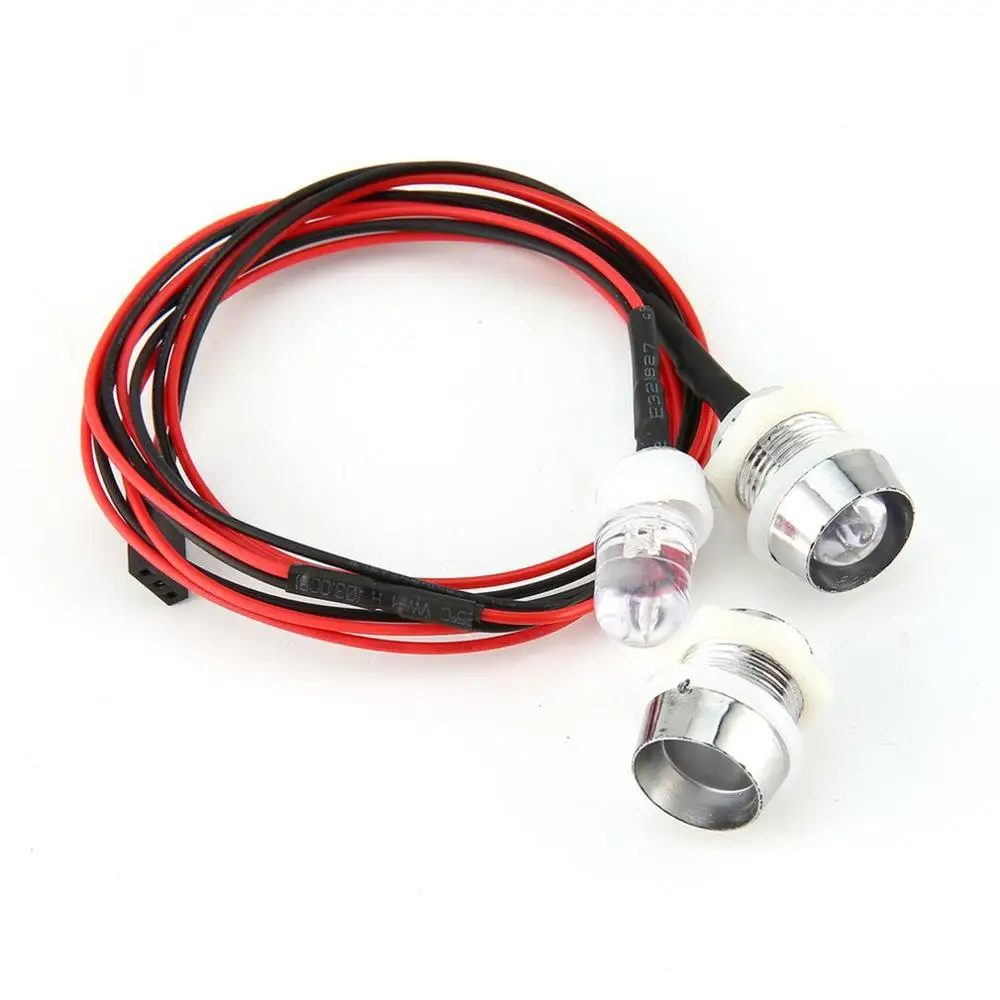 10mm 2PCS White/Red LED Light Lamp Kit Headlight Taillight for RC Car Truck Model Traxxas HSP Tamiya Model Accessories Toy Part