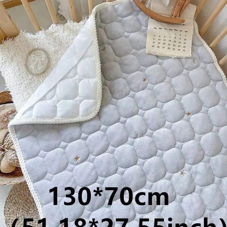 

Thick Quilted Crinkle Gauze Crib Fitted Sheet, Full Elastic Deep Pocket Baby Bed Cover All Around Elastic Mattress Cover
