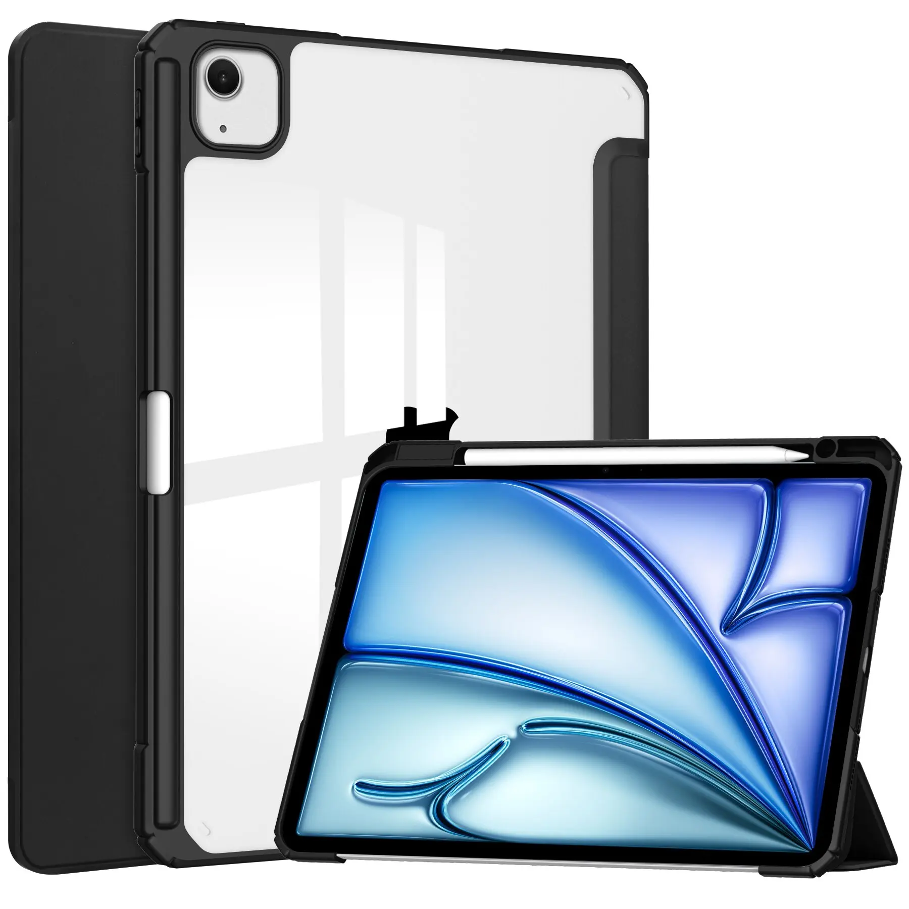 Folding  for IPad Air 11 (2024) TPU pen slot model   with auto wake up